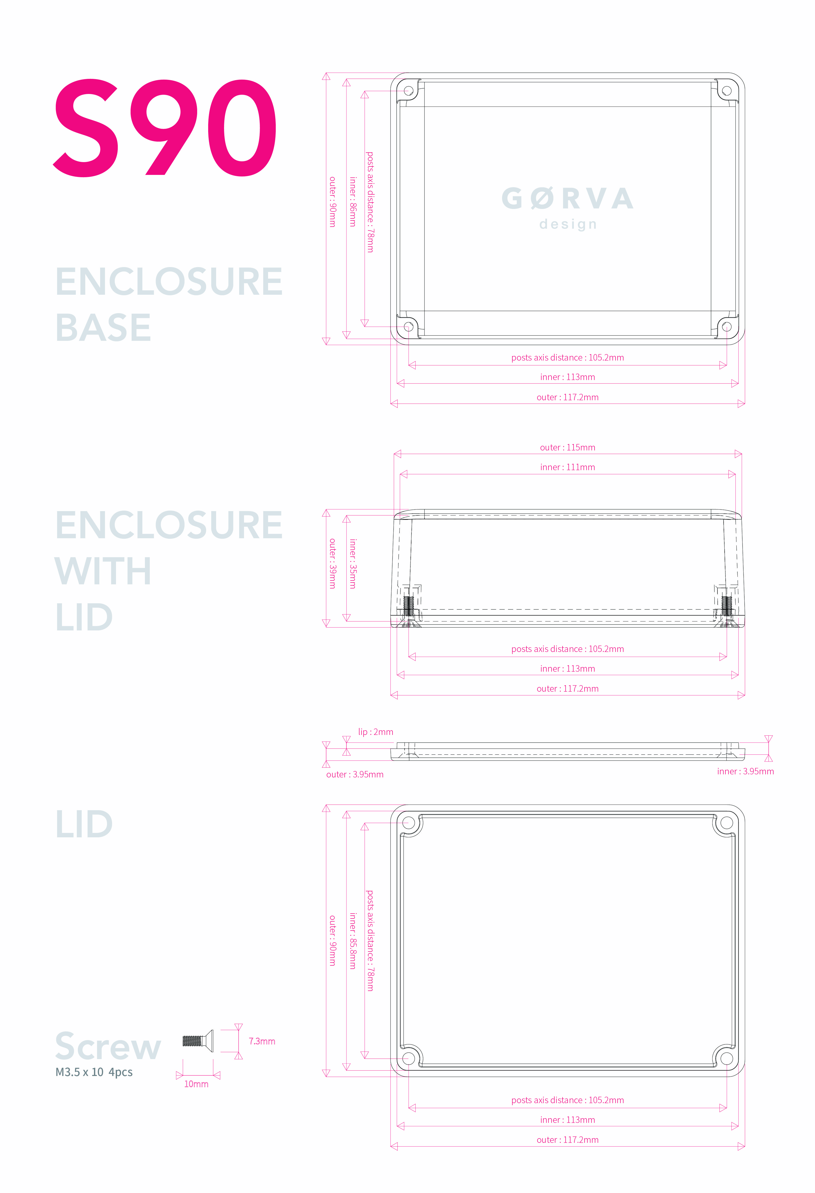 1590BB Enclosure for Guitar Pedals Gorva Design S90